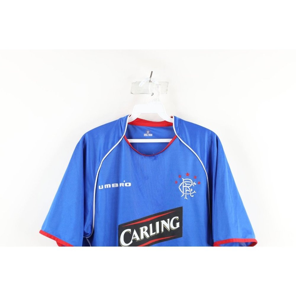 Vintage Umbro Mens Small Spell Out Carling Glasgow Rangers Soccer Jersey Blue - Picture 2 of 11